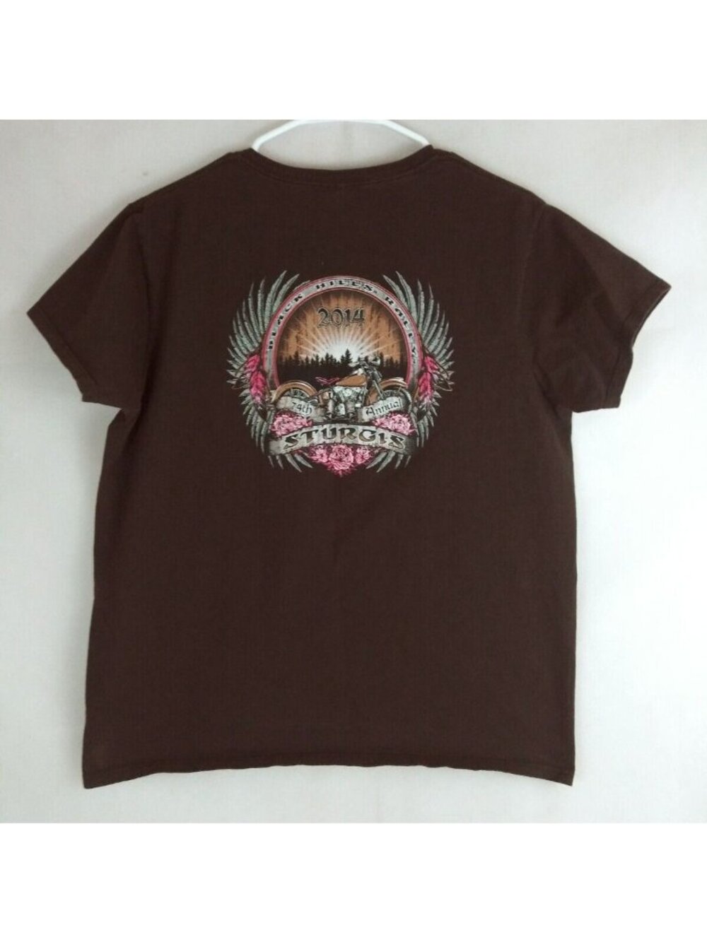 Gildan 2014 Sturgis Black Hills Rally Women's Brown T-Shirt Size Large - Picture 3 of 6